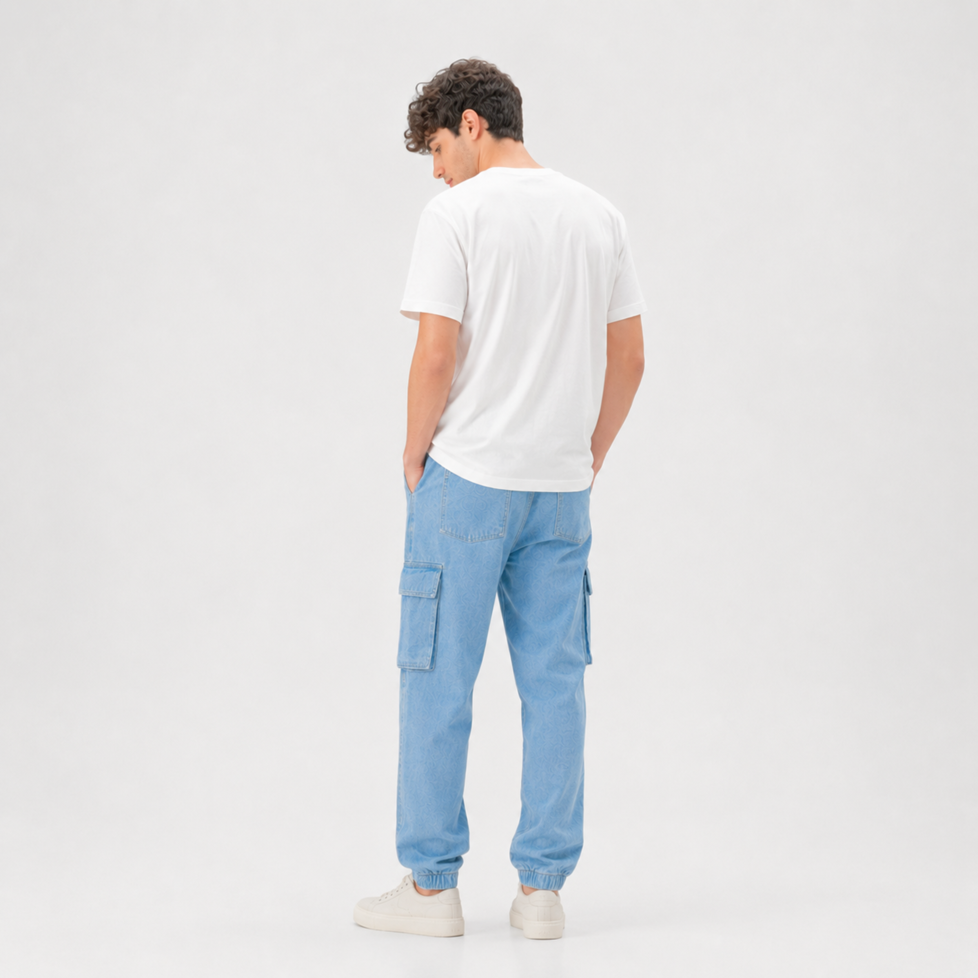 Denim Loose Fit Drawstring Waist 6 Pocket Trouser
