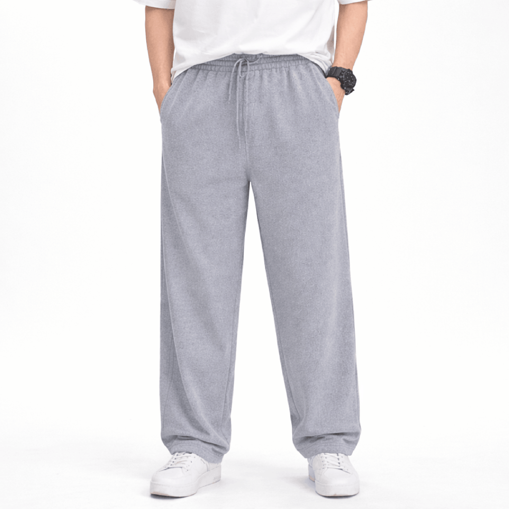Khaazi Men’s Grey Loose Fit Sweatpants – Drawstring Casual Comfort Joggers