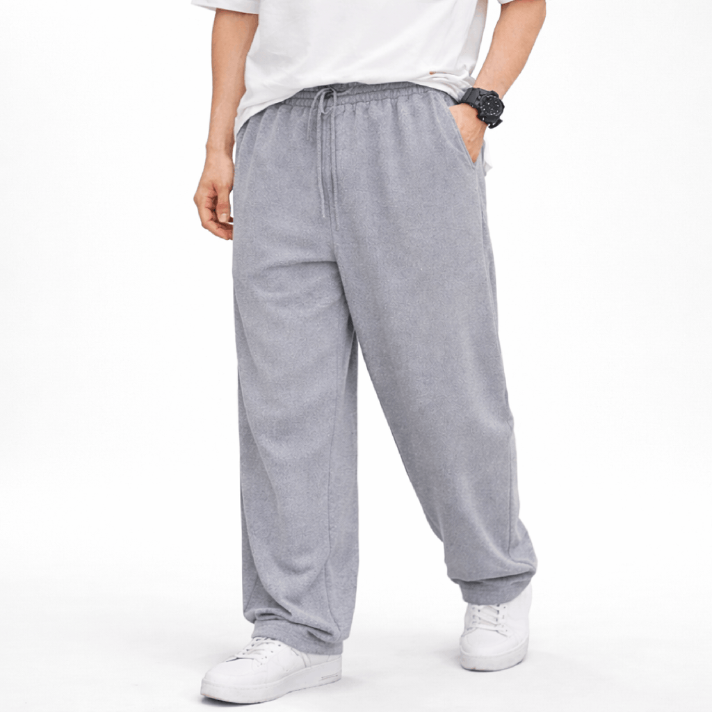Khaazi Men’s Grey Loose Fit Sweatpants – Drawstring Casual Comfort Joggers