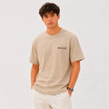 Beige T-Shirt Men Pakistan Oversized Tee Beige Heavyweight Cotton Front View KHAAZI