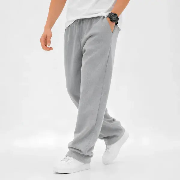 Men's Trousers Pakistan—Grey Relaxed Fit Cotton Fleece Trouser by KHAAZI