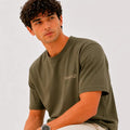 Streetwear T-Shirt Pakistan T-Shirt Olive Green Oversized Left Side View KHAAZI
